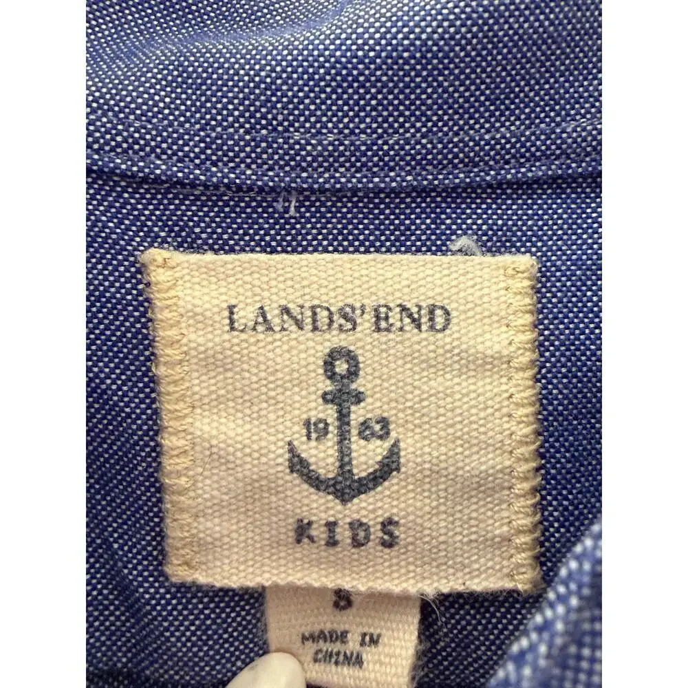 *Land’s End* Preppy Blue Button Down Shirt Boys Size 8